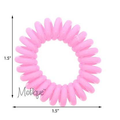 Small Coil Hair Ties For Girls - Set of 6 Pink - color: Pink