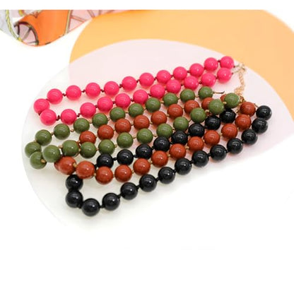 JNF Chunky Beaded Necklaces Women Large Big Ball Bead Choker Necklace Bold Statement Beads jewelry Gift - color: dark orange beaded