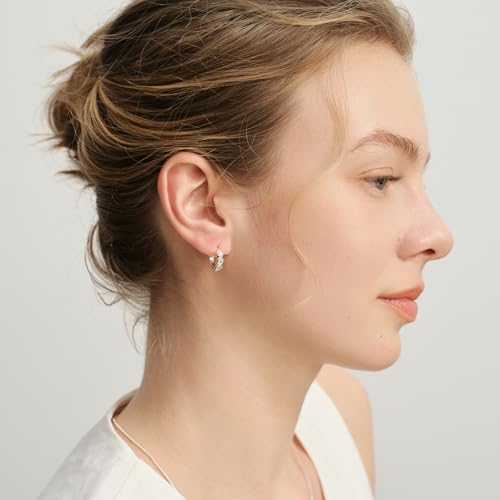 ARSIS Bubble Huggie Hoop Earrings for Women with Cubic Zirconia, Platinum/18K Gold Plated Bezel Hoop Earrings with Opal, Hypoallergenic Lightweight Jewelry, Clear/Ruby/Emerald Green/Aqua/Sapphire/Pink - color: Crystal Clear-Silver