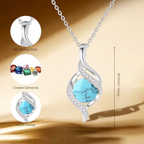FANCIME Birthstone Necklace for Women Jewelry Gift for Her | Infinity Love Pendant Sterling Silver, Birthday Gift for Women, Adjustable 16+2" - color: 12 - Created Turquoise