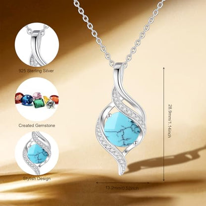 FANCIME Birthstone Necklace for Women Jewelry Gift for Her | Infinity Love Pendant Sterling Silver, Birthday Gift for Women, Adjustable 16+2" - color: 12 - Created Turquoise