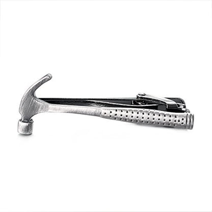 Yoursfs Electrician Tie Bar For Men Cool Tool Tie Clip 316L Stainless Steel Silver Nail Novelty Construction Tie Clips Jewelry - style: Hammer Tie Clips