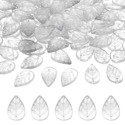 PATIKIL Leaf Beads, 50Pcs Crystal Translucent Czech Glass Beads for DIY Jewelry Making Bracelets Necklace, Gradient Purple - color: Gradient Purple