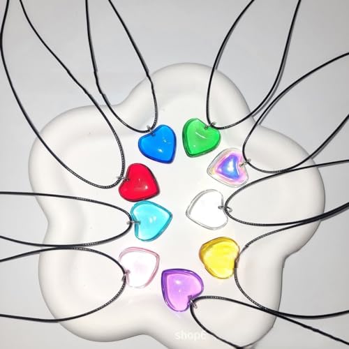 Yocoyee Dainty Colorful Glass Heart Shape Pendant Necklace Stainless Steel Link Rope Chian Love Heart Charms Pendant Necklace Y2K Trendy Jewelry Accessories for Women Jewelry - color: Sky Blue