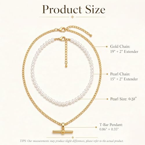 Layered Necklaces for Women Pearl Necklace Stack Gold T Bar Necklace Set Dainty Heart Pendant Jewelry Trendy 2026 Fashion Accessories Gifts - color: A8:2pcs-gold-8mm