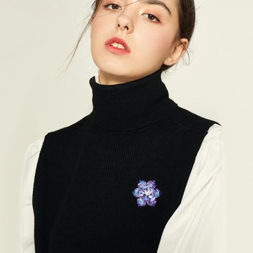 Crystal Flower Brooch Pin for Women Dress Suit Bag Hat Broochs Pins Christmas Brooch Pin Wedding Party Birthday Dance Jewelry Accessories - color: Purple Flower Brooch Pin A