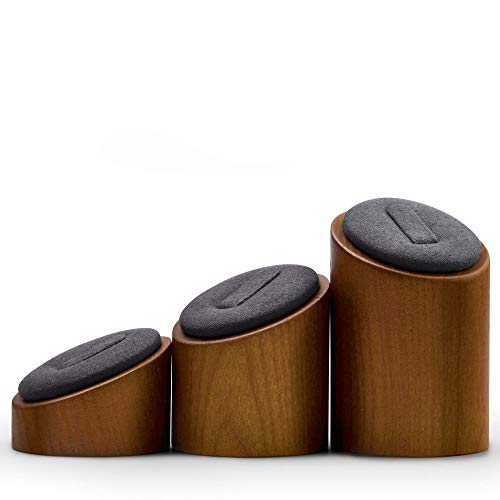 Oirlv Solid Wood 3 Pcs Ring Display Stand Showcase Jewelry Organizer Holder for Rings Trade Show Countertop Ring Bearer(Grey) - color: Gray