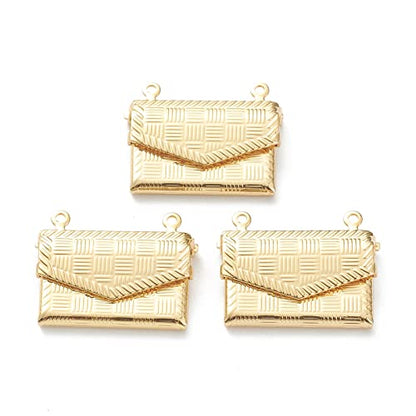 Craftdady 18K Gold Plated Brass Photo Locket Frame Pendants Charms for Necklaces Personalized Jewelry Crafts Making - size: 17x22mm Handbag