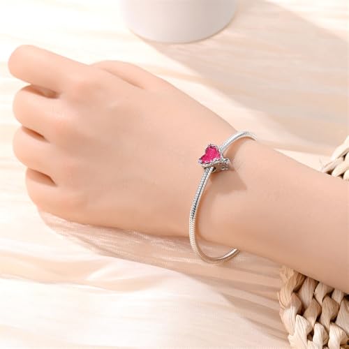 KUNSIR Charms Beads fits Pandora Charm bracelets for Woman 925 Sterling Silver Dangle Pendant Bead Jewelry Beads Gifts Happy Birthday Charms for Women Bracelet&Necklace - style: Heart