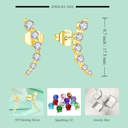 Starchenie 925 Sterling Silver Climber Earring Ear Crawler Stud Earrings for Women - color: Gold