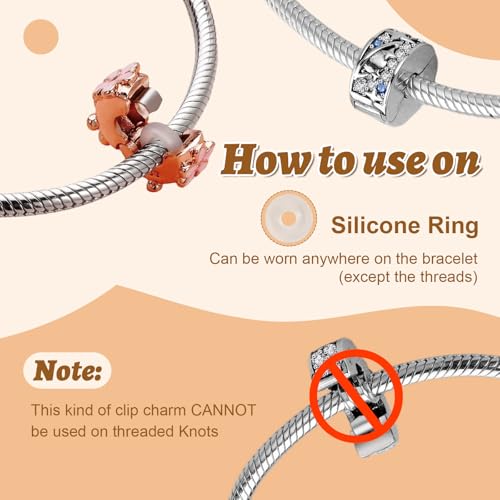 14K Gold Plated Silver Charms for Pandora, Women Heart Family Love Pet Animal Bead Dangle for Bracelets Necklace Jewelry Gift - color: B-Golden Clip