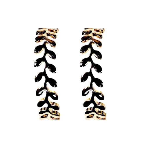 Hoop Invisible Clip On Earrings for Women Not Pierced Gold Small Twisted Hoop Comfortable Silver Large Clip On Earrings - color: Leaf Laurel Wreath Hoop Gold
