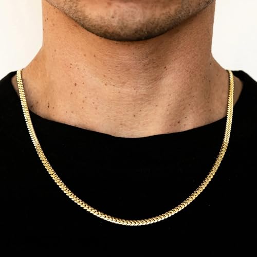 Gold Chain for Women & Men,14K Gold Necklace for Men &Women Flat Snake Chains for Womens Herringbone Curb Choker Chains Necklaces 3MM Width，18” 20” 22” 24” - size: 20inchs