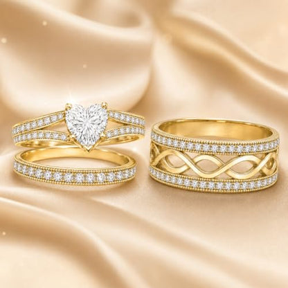 3Piece Moissanite Ring Set for Couples 925 10K 14K 18K Moissanite Wedding Ring - style: Ring 2