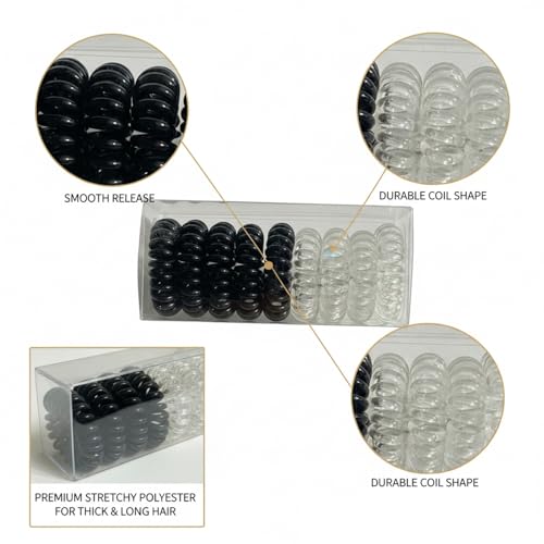 9 Pack Spiral Hair Ties, Telephone Wire Ponytail Holders for Thick Long Hair, Elastic Coils