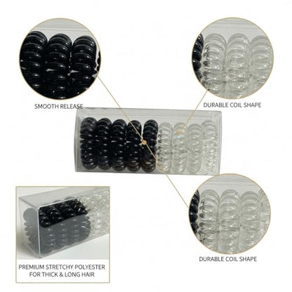 9 Pack Spiral Hair Ties, Telephone Wire Ponytail Holders for Thick Long Hair, Elastic Coils