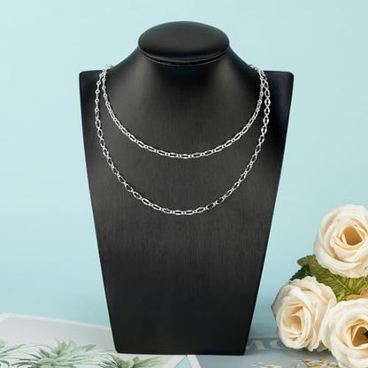 UMAOKANG 16.4 Feet Brass Chain for Jewelry Making Silver Plated Lip Chains Bulk Women Necklace Bracelet DIY Jewelry Supplies - color: Silver Lip
