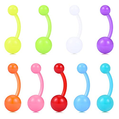 D.Bella Belly Rings for Women Belly Button Piercing Clicker Belly Button Ring Belly Button Rings Dangling 14G Surgical Steel CZ Butterfly Dangle Belly Piercing Jewelry Silver Rose Gold - color: G-Colorful