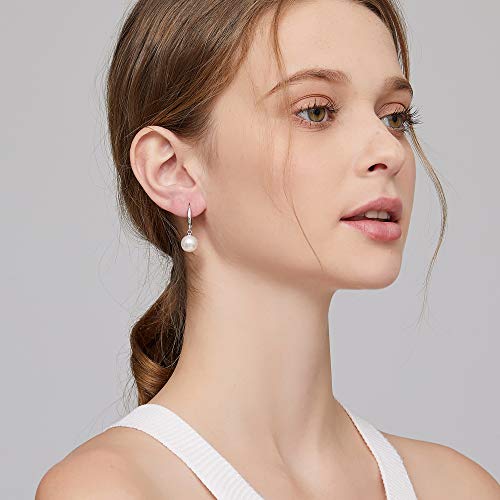 Pearl Earrings for Women Pearl Leverback Earrings 925 Sterling Silver - color: C1-silver-leverback