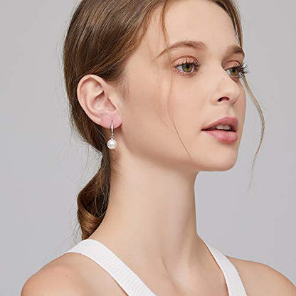 Pearl Earrings for Women Pearl Leverback Earrings 925 Sterling Silver - color: C1-silver-leverback