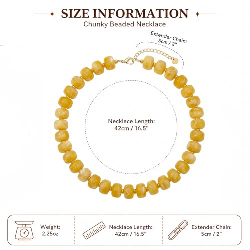Chunky Colorful Beaded Necklace for Women Boho Summer Statement Resin Choker Necklaces Beach Jewelry Accessories - color: Yellow