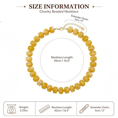 Chunky Colorful Beaded Necklace for Women Boho Summer Statement Resin Choker Necklaces Beach Jewelry Accessories - color: Yellow
