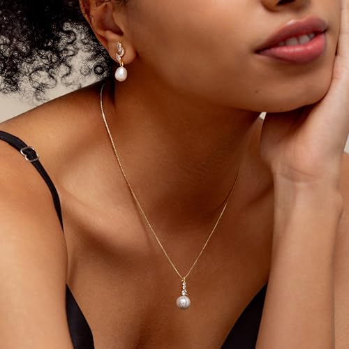 Pearl Necklaces for Women,Dainty Gold Pendant Necklaces Waterproof Jewelry | 14K Gold Plated Pearl Necklaces,Dainty Elegant Wedding Necklace,Small Cute Adjustable Minimalist Necklace,Non Tarnish Jewelry - color: GOLD-11