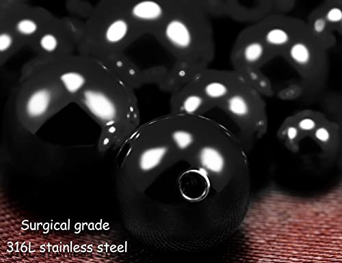 Prjndjw 25Pcs 14G 16G Replacement Balls internal thread & Externally Threaded Surgical Steel Balls Industrial Barbell Tongue Nipple Belly Button Eyebrow Rook Piercing Rings Parts 3MM-8MM - color: 25Pcs-14G-BLACK