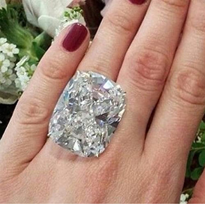 WDIYIEETN 925 Sterling Silver Shiny Huge White Birthstone CZ Crystal Wedding Rings (10) - size: 10