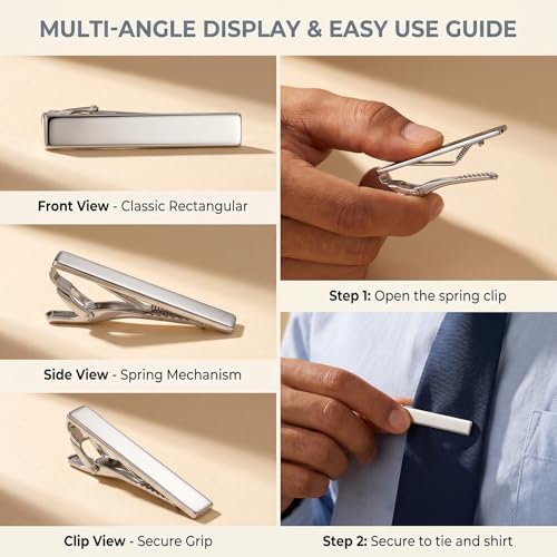 Mens Stainless Steel Silver Tone Tie Clip Simple Necktie Tie Bar Clasp Clip Best Xmas Gift