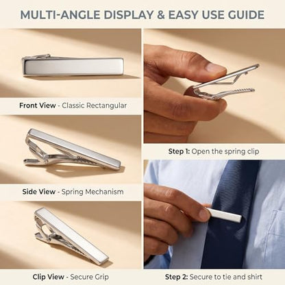Mens Stainless Steel Silver Tone Tie Clip Simple Necktie Tie Bar Clasp Clip Best Xmas Gift