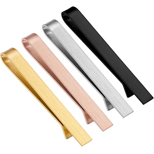 2.2/2.5 Inch Tie Clips for Men's tie in Gift Box, tie bar & pins set for larger width necktie in black red white blue color, Suitable for Wedding Anniversary Christmas Party - size: 2.5'' Wide, style: 4pcs Multicolor