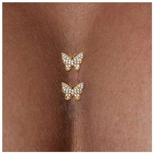 Sexy Butterfly Rhinestone Chest Stickers Jewelry Rhinestone Stickers Chest Body Chain Festival Rave Nipple Pasties Bra Chain Jewelry for Women