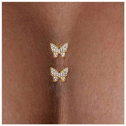 Sexy Butterfly Rhinestone Chest Stickers Jewelry Rhinestone Stickers Chest Body Chain Festival Rave Nipple Pasties Bra Chain Jewelry for Women