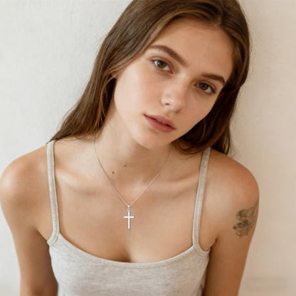 Cross Necklace for Men Women 925 Sterling Silver Cross Pendant Necklace Christian Religious Jewelry Gifts for Anniversary - color: 13-Crown Cross