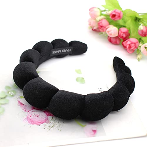 Fashion Headbands for Women Padded Fabric Hair Bands Wide Velvet Non Slip Headband Hair Accessories for Women Girls, Black - color: Black-1