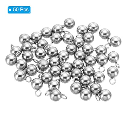 PATIKIL 50pcs Steel Bead Charm, Stainless Steel Ball Bracelet Charm Pendants Metal Round Beads Small Bulk for Jewelry Making - color: Silver Tone, size: 7mm