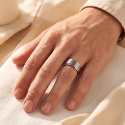 Tungsten Wedding Band Ring Black 10mm Men Women Comfort Fit 18k Rose Gold Step Edge Brushed Polished - color: Grey Tungsten