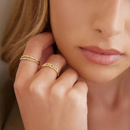 Mint & Lily Constellation Birthstone Ring | 18K Gold Plated Stainless Steel w/ Cubic Zirconia, Zodiac Star Ring, Tarnish-Resistant, Birthday Jewelry Gift for Her - color: August Peridot, size: 9