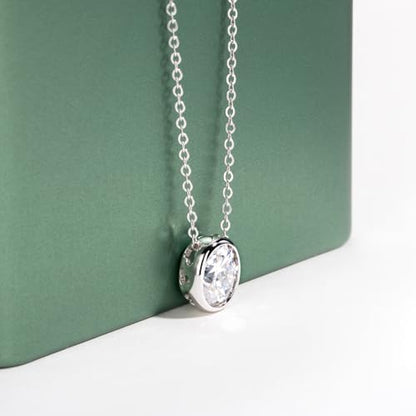 Moissanite Necklaces, 925 Sterling Silver Pendant Necklace for Women Men - style: Oval Cut