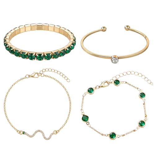 Gold/Silver Bracelets set for Women, Gold/Silver Plated Bangles Cuff Bracelets Stack, Open Adjustable Bangles Fashion Accessories Jewelry Set for Gifts Birthday Valentines Day - color: Glod, size: Style C