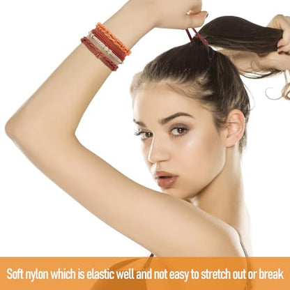 24 Pcs Boho Hair Tie Bracelets, 4 Styles Cute Elastics for Thin and Thick Hair/Pony Tails, 6 Colors No-Damage Accessories (I-Boho) - color: I-Boho