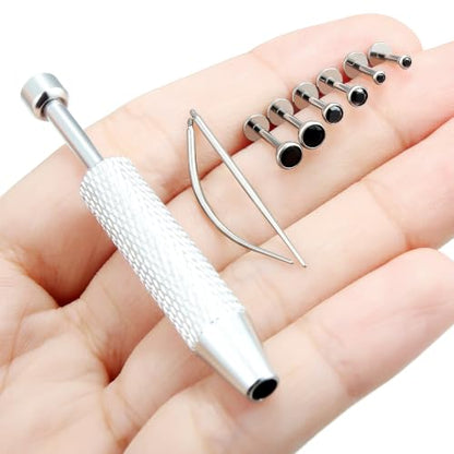 Jenxnjsjo F136 Titanium 20/18/16g Earrings Nose Lip Rings Studs Labret Medusa Tragus Helix Conch Cartilage Piercing Jewelry for Women - color: Black, size: 16g