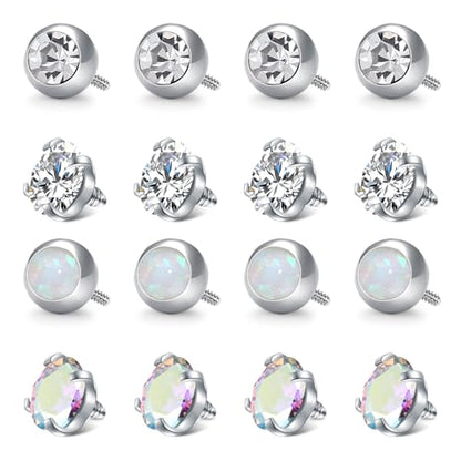 VCMART 14G 5mm 8mm Replacement Balls Externally Threaded Piercing Balls for Tongue Nipple Navel Belly Button Rings Industrial Barbell Piercing Surgical Steel Body Piercing Jewelry Parts - color: 16pcs 5mm ball -A