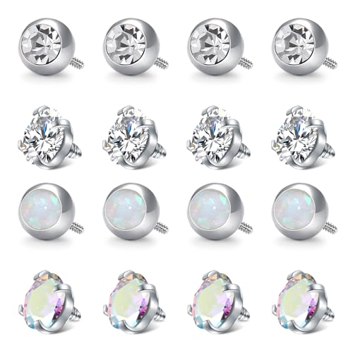 VCMART 14G 5mm 8mm Replacement Balls Externally Threaded Piercing Balls for Tongue Nipple Navel Belly Button Rings Industrial Barbell Piercing Surgical Steel Body Piercing Jewelry Parts - color: 16pcs 5mm ball -A