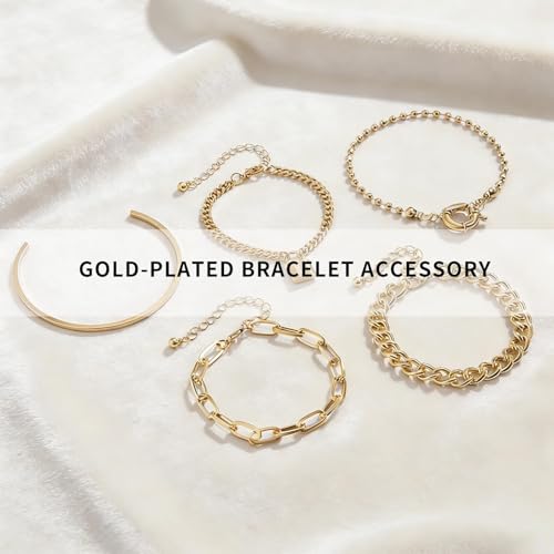 10Pcs Golden Silvery Bracelets for Women,Waterproof Womens Fashion Accessories,Bracelets for Women Trendy,Stackable Dainty Bracelets for Womens