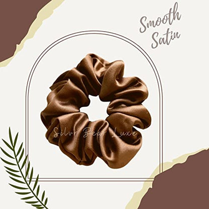 SILVR BEAR Luxury Satin Scrunchies, Satin Hair Ties for Thick & Curly Hair, Brown Scrunchies for Women and Girls, Softer than Silk Hair Ties (Earthy Shades) - color: Earthy Shades