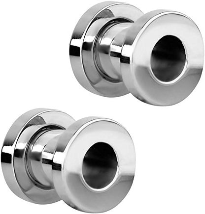 Forbidden Body Jewelry 1.2mm - 16mm Surgical Steel Ear Gauges Screw Fit Tunnels, Tunnel Plug Earrings Sold as a Pair - style: 6mm (2 Gauge)