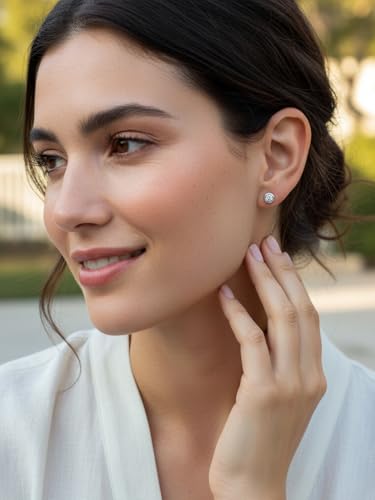 0.6-4 Carat 5A Cubic Zirconia/Simulated Emerald Sparkle Stud Earrings for Women, Hypoallergenic 925 Sterling Silver Posts, Anniversary Birthday Valentines Mothers Day Jewelry Gift - color: White Gold, size: 0.6 Carat (0.30ct * 2)