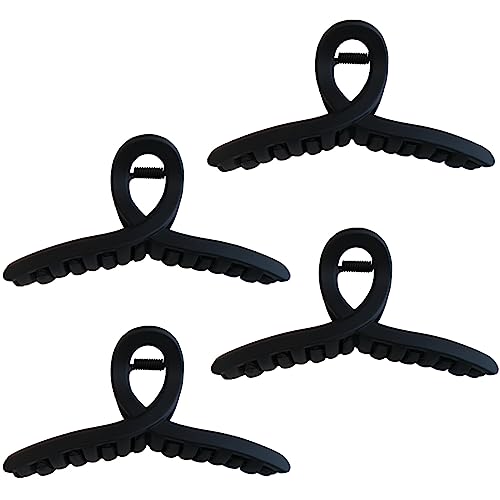 11CM Hair Claw Clips Large No Slip Big Matte Jaw Clip for Thin Fine and Medium Thick Hair Women and Girls, 4 Pack(Black)